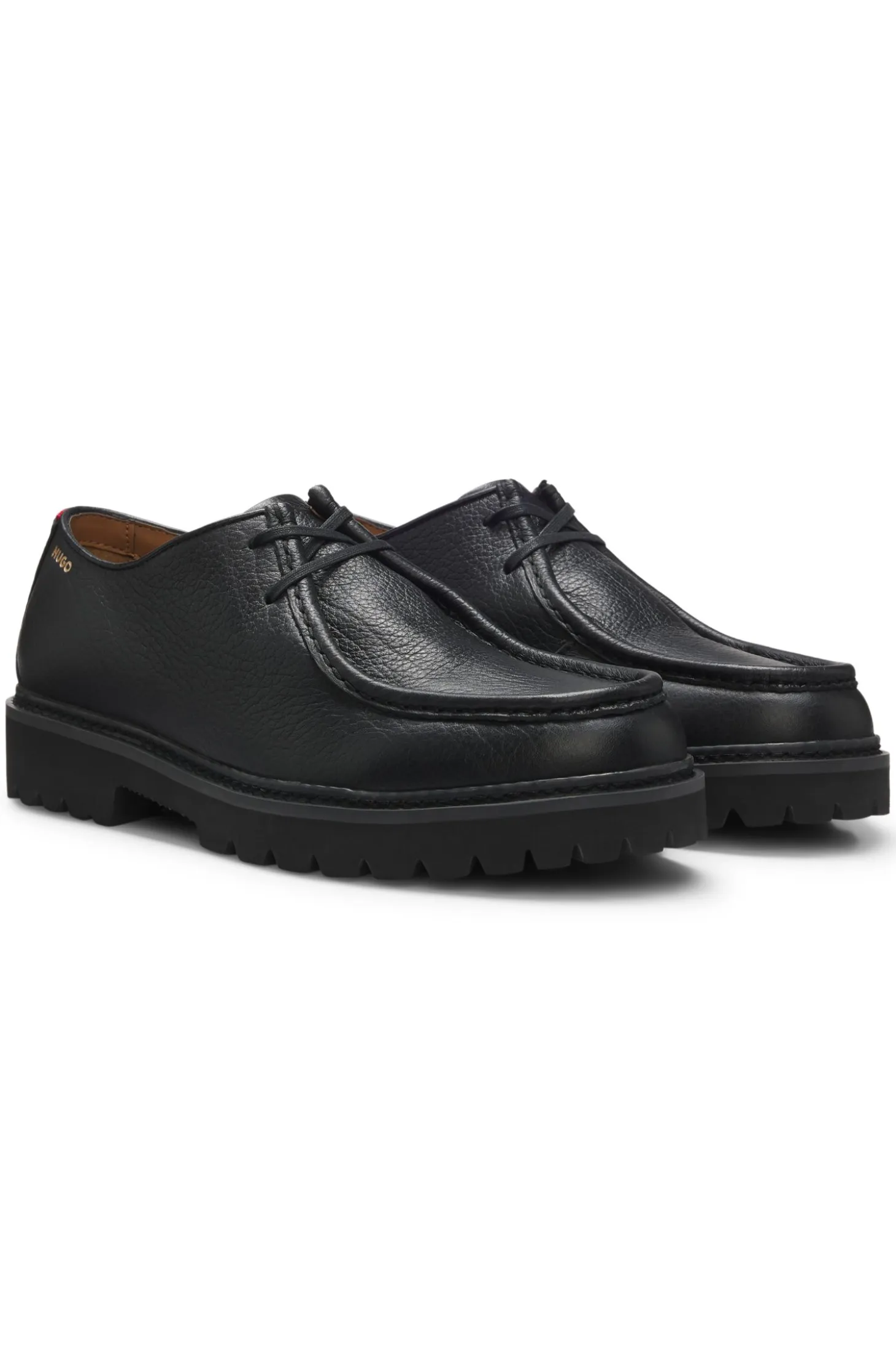 Moccasin-inspired Derby shoes in tumbled leather