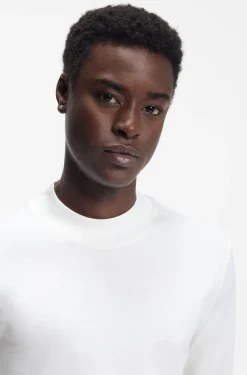 Mock-neck slim-fit T-shirt in mercerised cotton