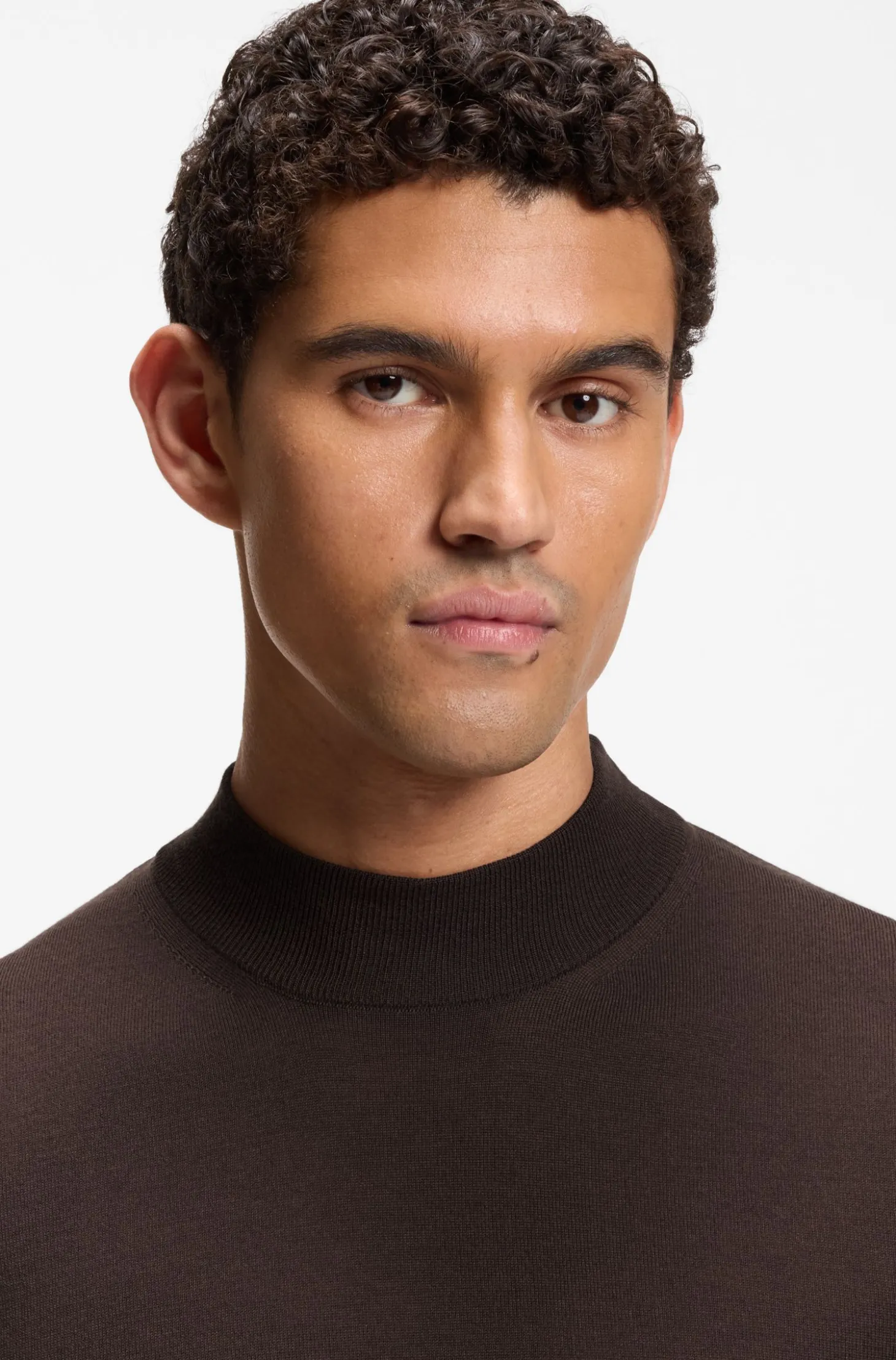 Mock-neck sweater in extra-fine merino wool