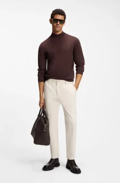 Mock-neck sweater in extra-fine merino wool
