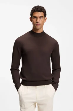 Mock-neck sweater in extra-fine merino wool
