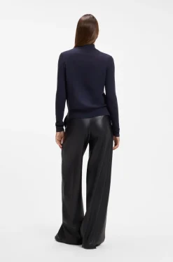 Mock-neck sweater in extra-fine virgin wool