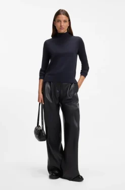 Mock-neck sweater in extra-fine virgin wool