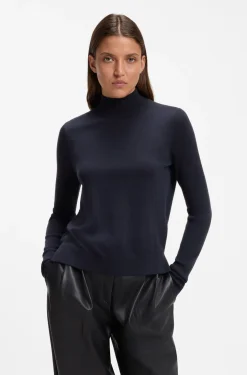 Mock-neck sweater in extra-fine virgin wool
