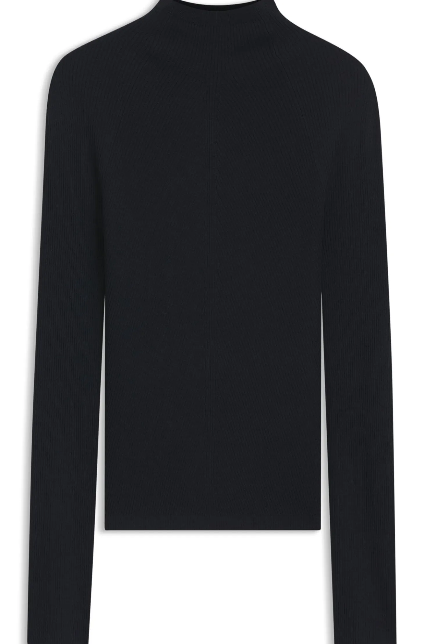 Mock-neck sweater in ribbed merino wool
