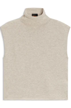 Mock-neck top in cashmere and virgin wool