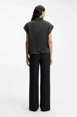 Mock-neck top in fluent satin