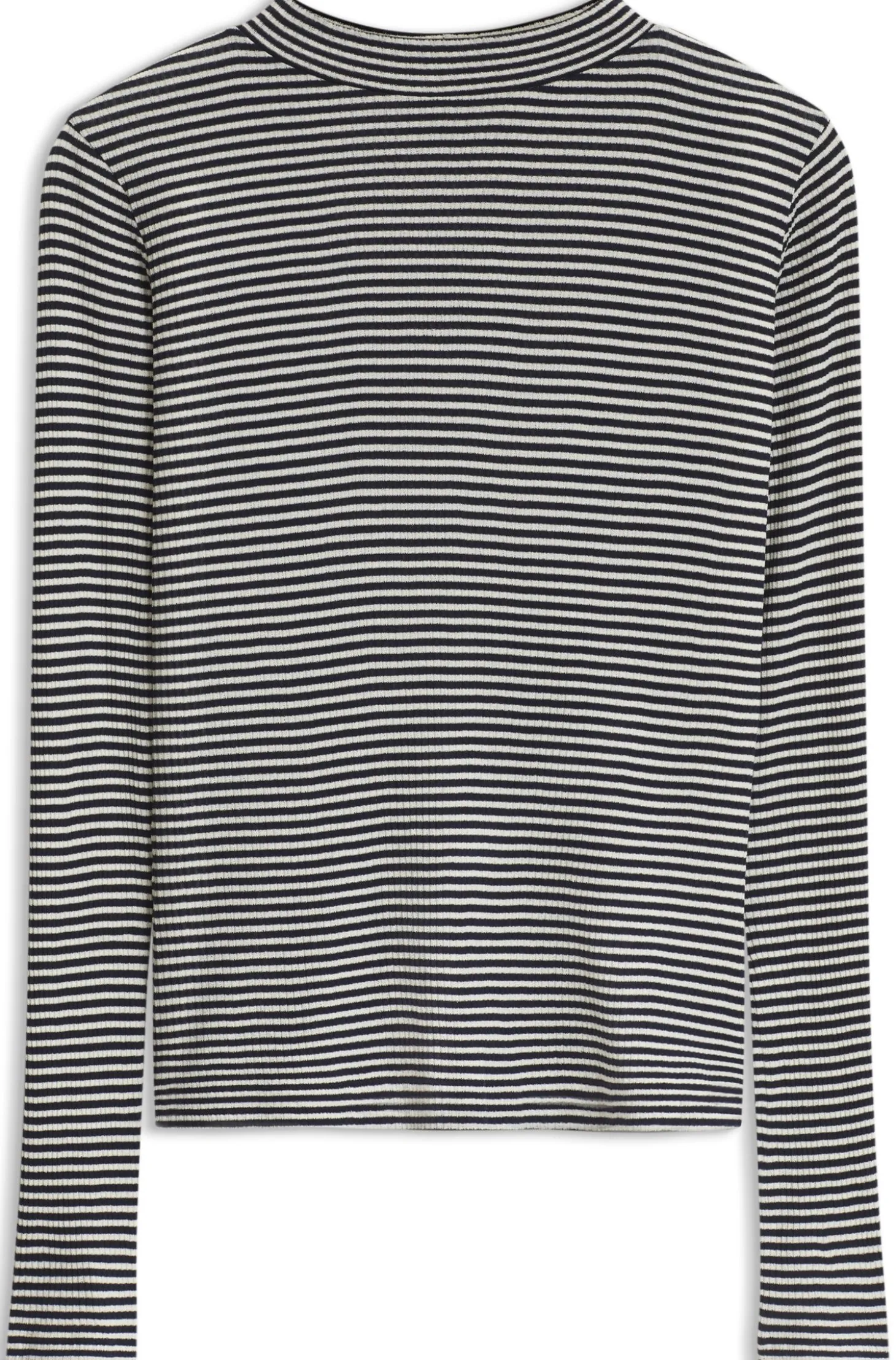 Mock-neck top in striped cotton crepe