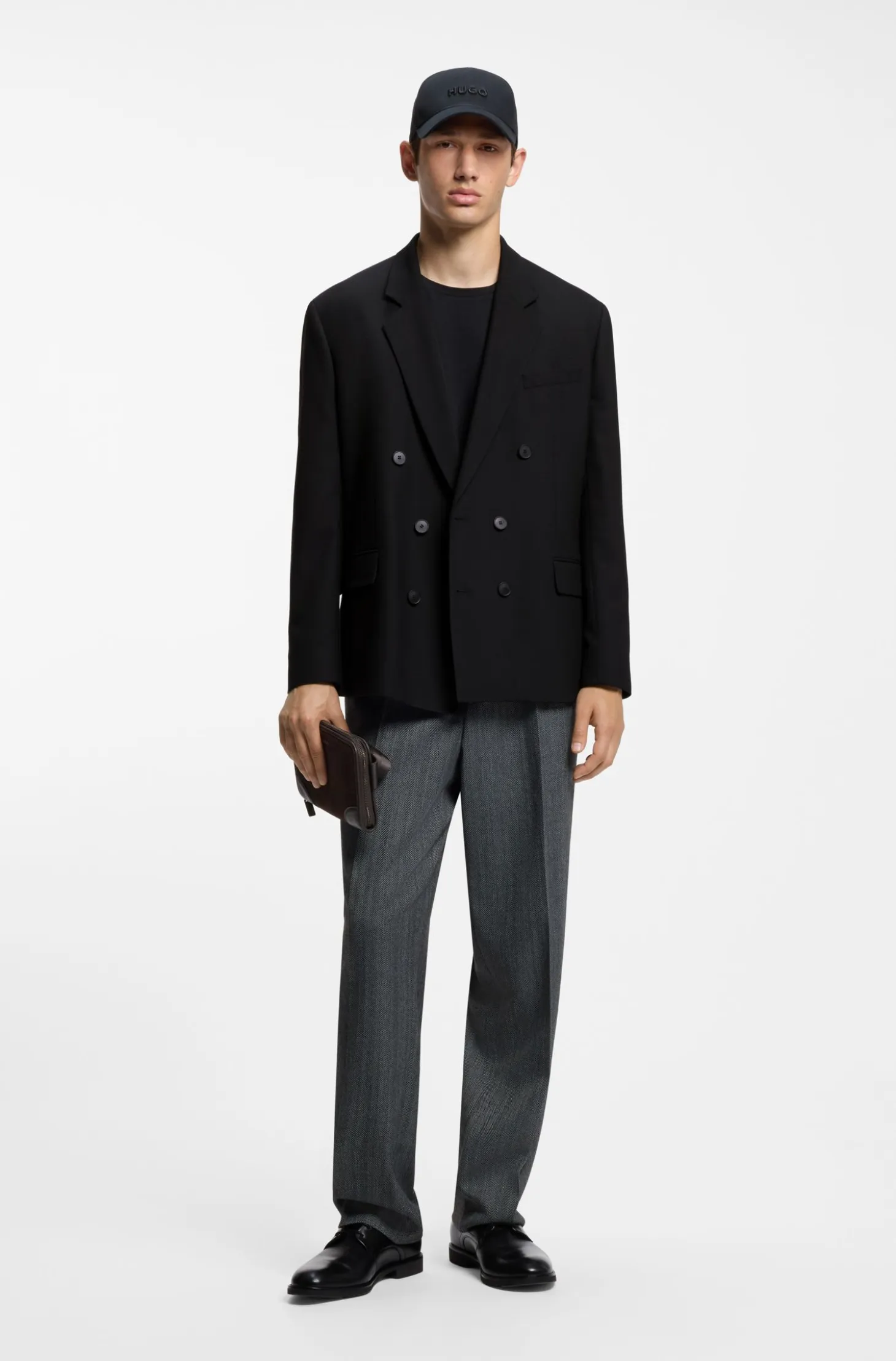 Modern-fit blazer in performance-stretch twill