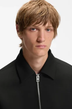 Modern-fit jacket in performance-stretch canvas