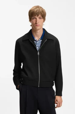 Modern-fit jacket in performance-stretch canvas