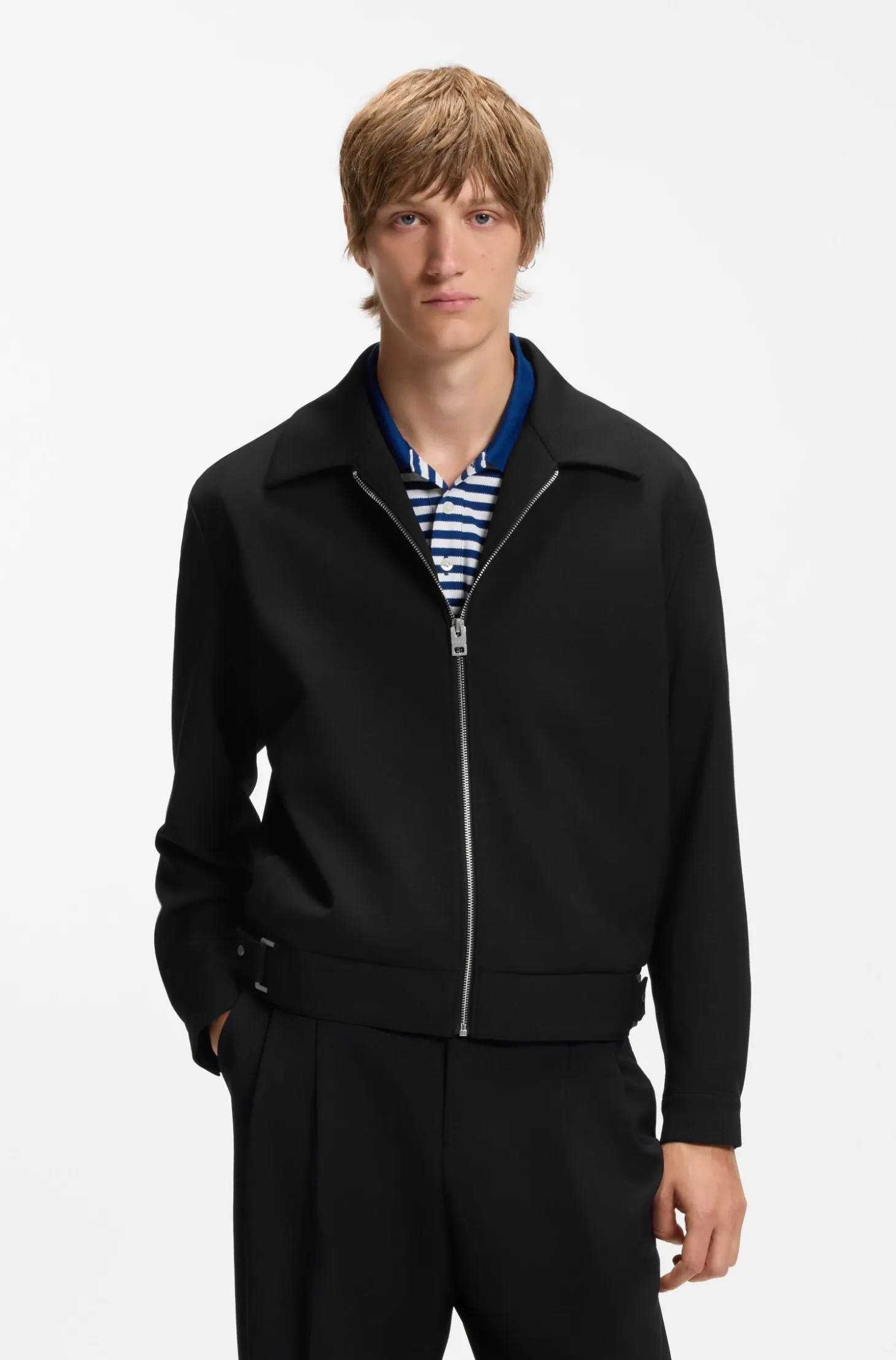 Modern-fit jacket in performance-stretch canvas