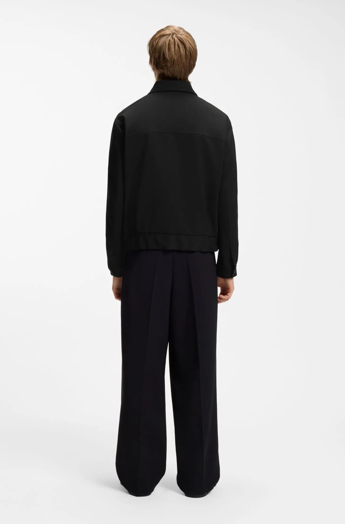 Modern-fit jacket in performance-stretch canvas