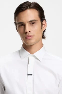 Modern-fit shirt in stretch cotton with concealed placket