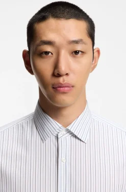 Modern-fit shirt in striped cotton
