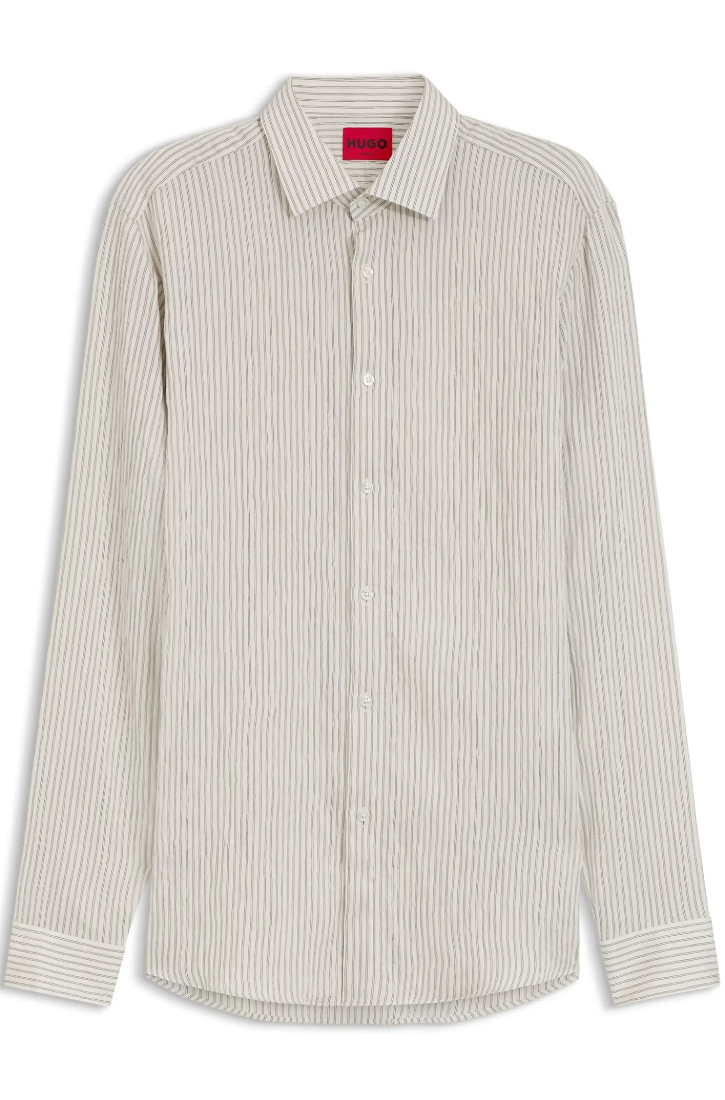 Modern-fit shirt in striped seersucker
