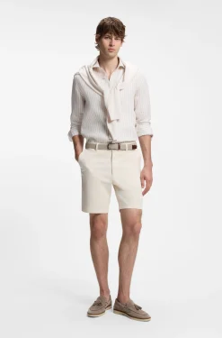 Modern-fit shorts in overdyed stretch-cotton twill