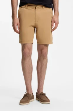 Modern-fit shorts in overdyed stretch-cotton twill