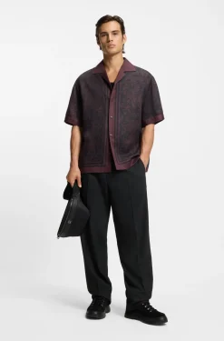 Modern-fit stretch-twill formal trousers