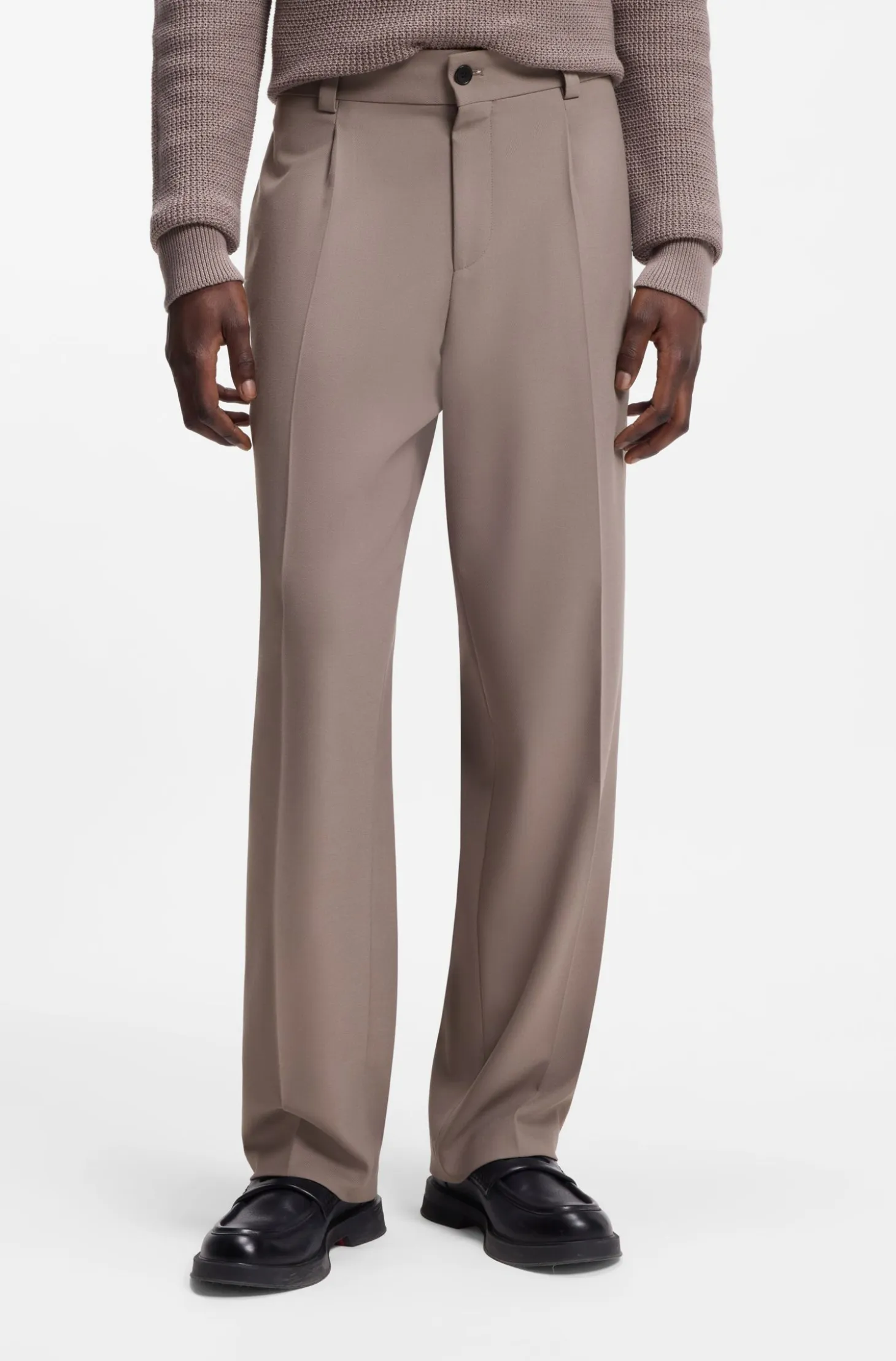 Modern-fit stretch-twill formal trousers