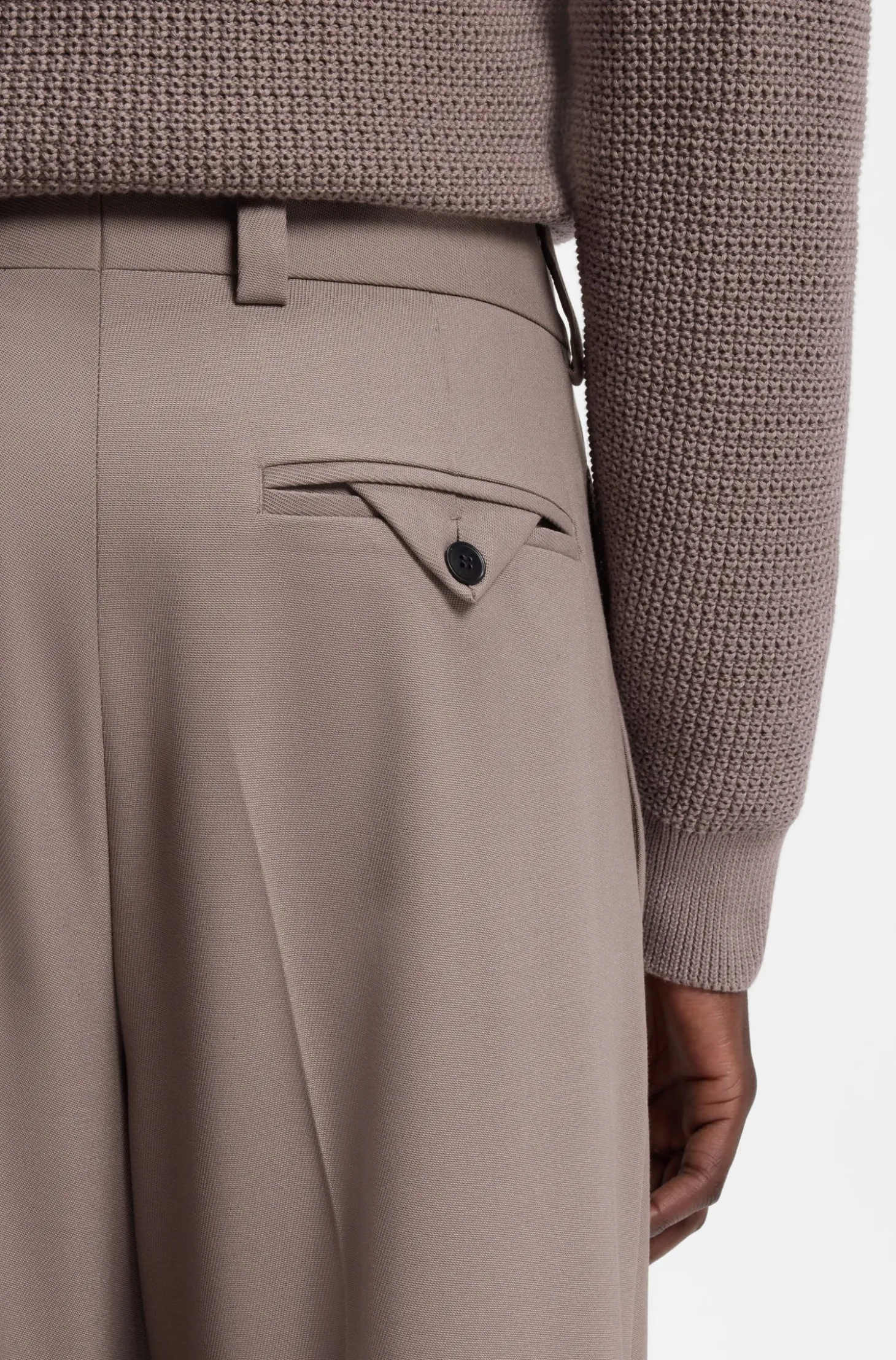Modern-fit stretch-twill formal trousers
