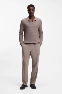 Modern-fit stretch-twill formal trousers