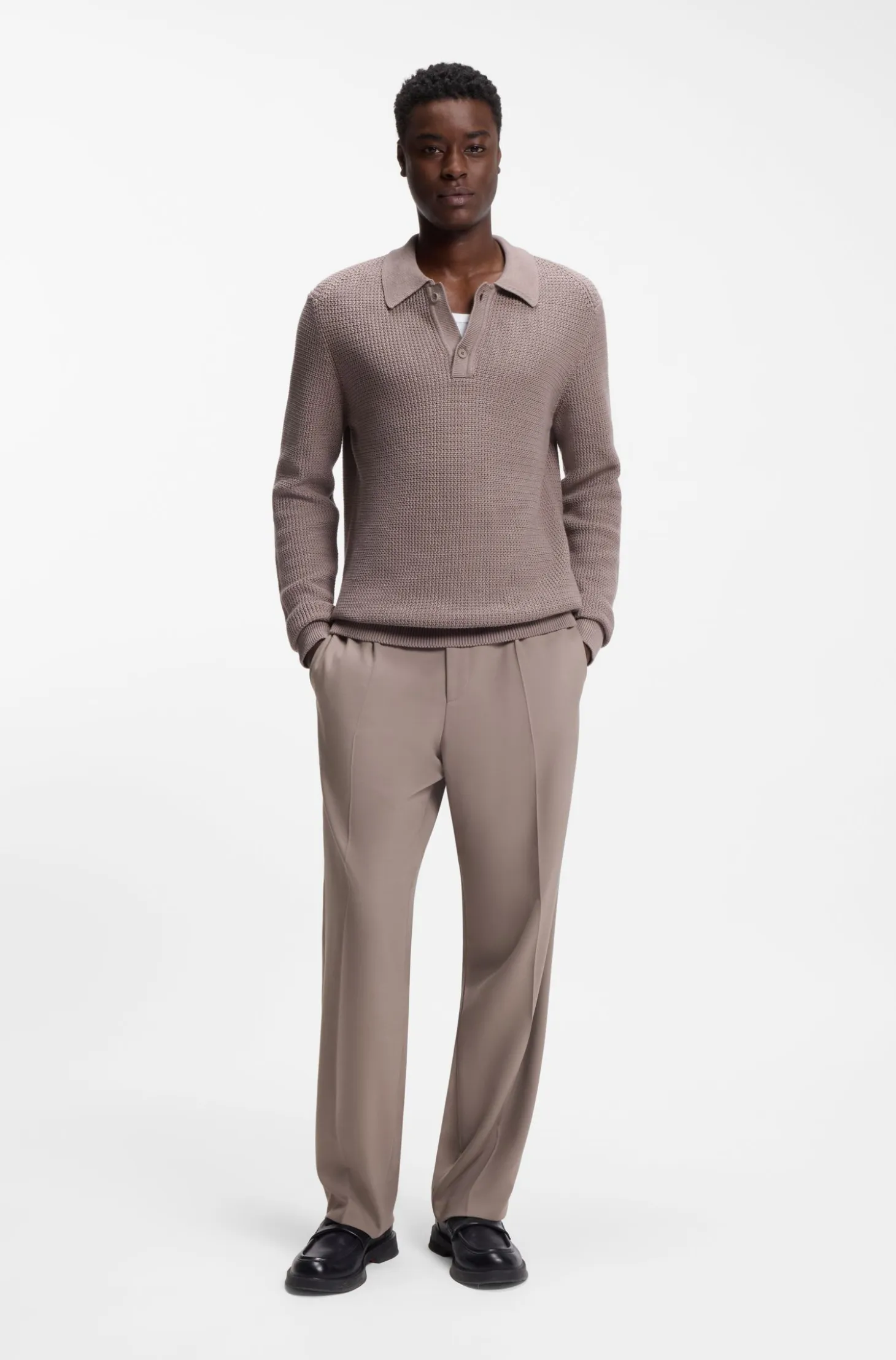 Modern-fit stretch-twill formal trousers