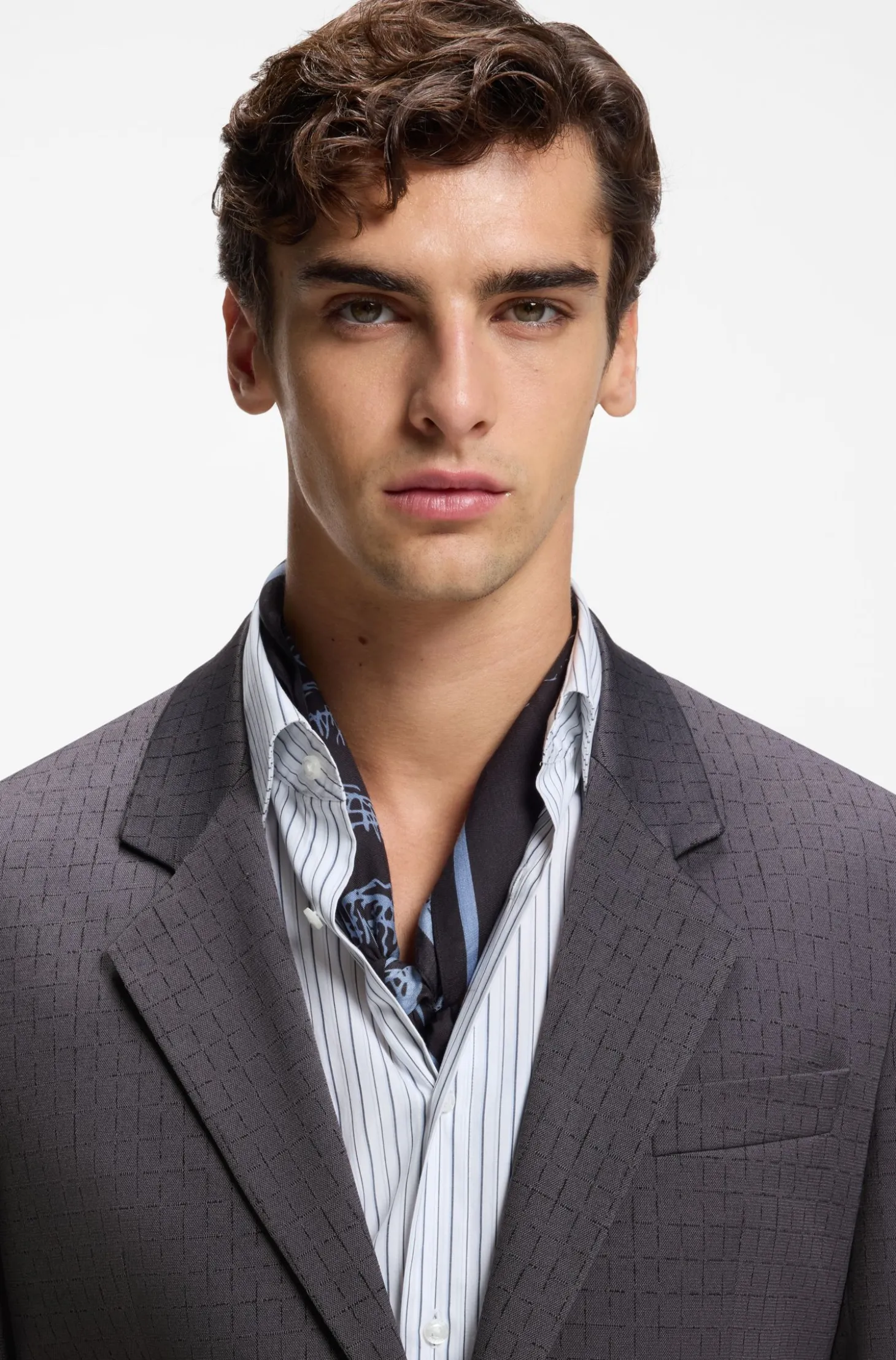 Modern-fit suit jacket in checked stretch fabric