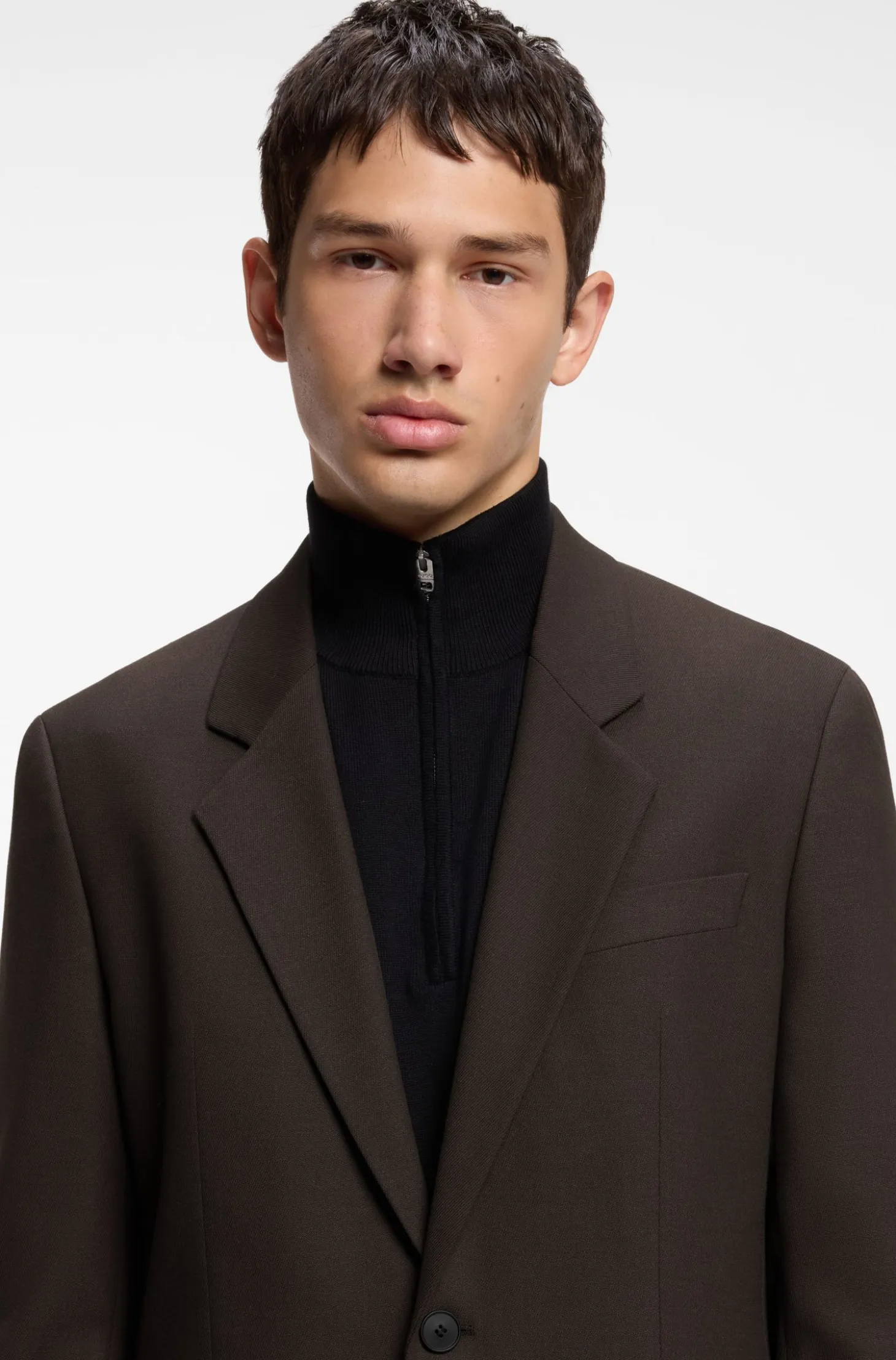 Modern-fit suit jacket in performance-stretch twill