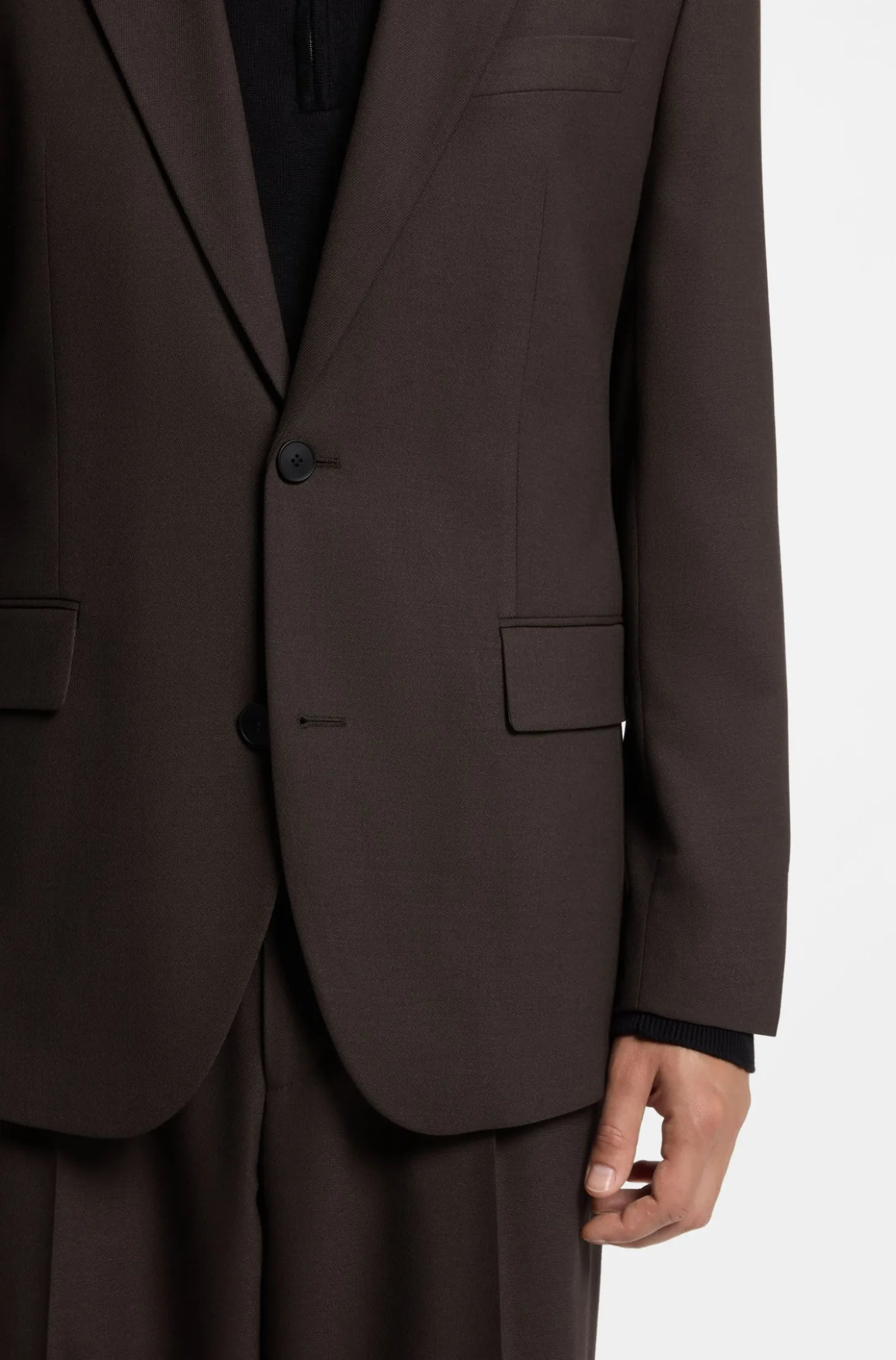 Modern-fit suit jacket in performance-stretch twill