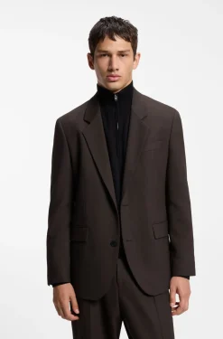 Modern-fit suit jacket in performance-stretch twill