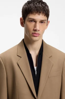 Modern-fit suit jacket in performance-stretch twill