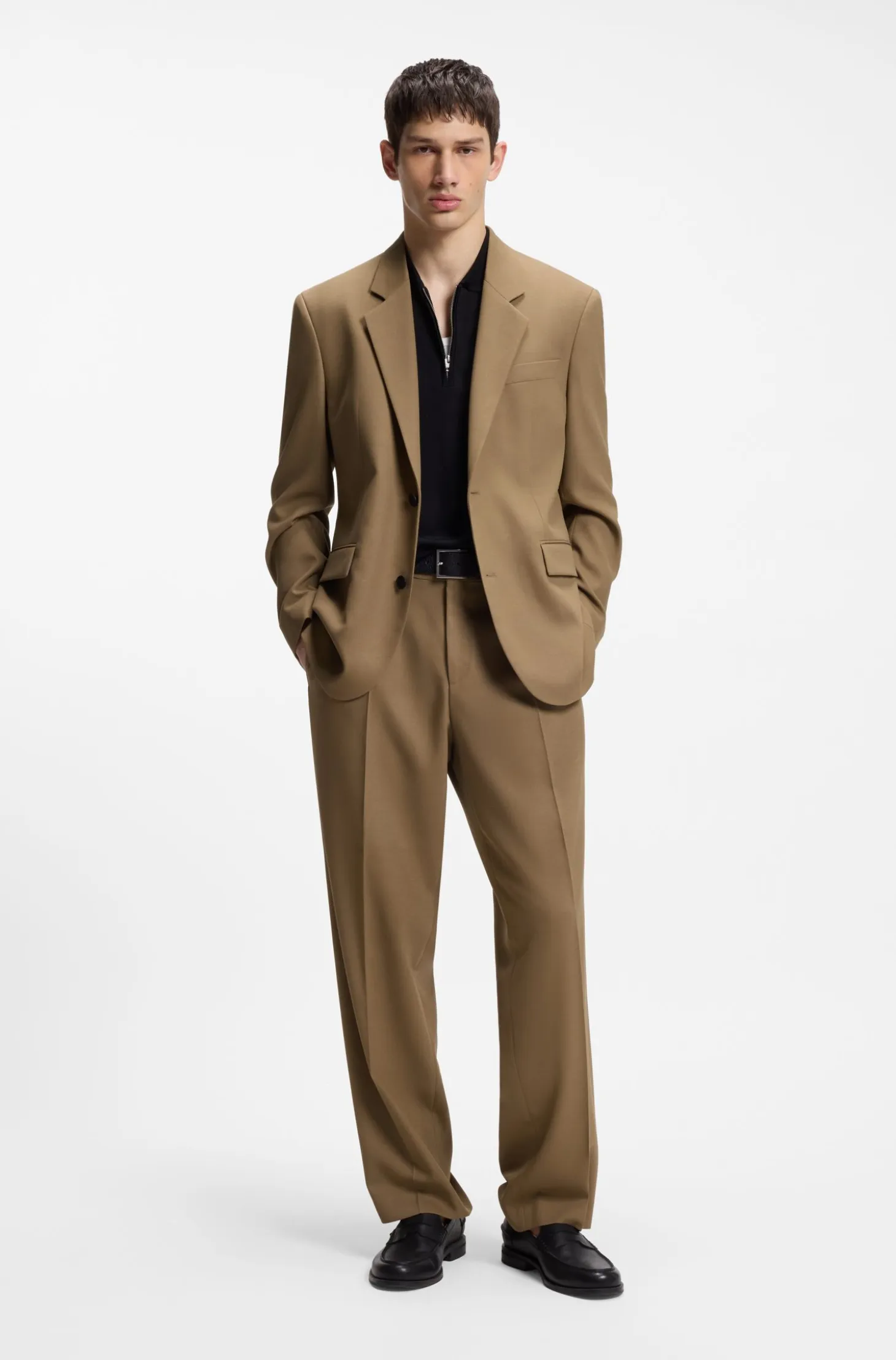 Modern-fit suit jacket in performance-stretch twill