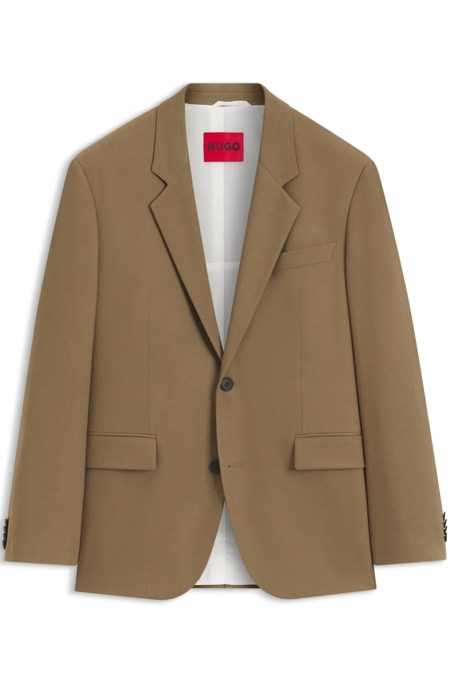 Modern-fit suit jacket in performance-stretch twill