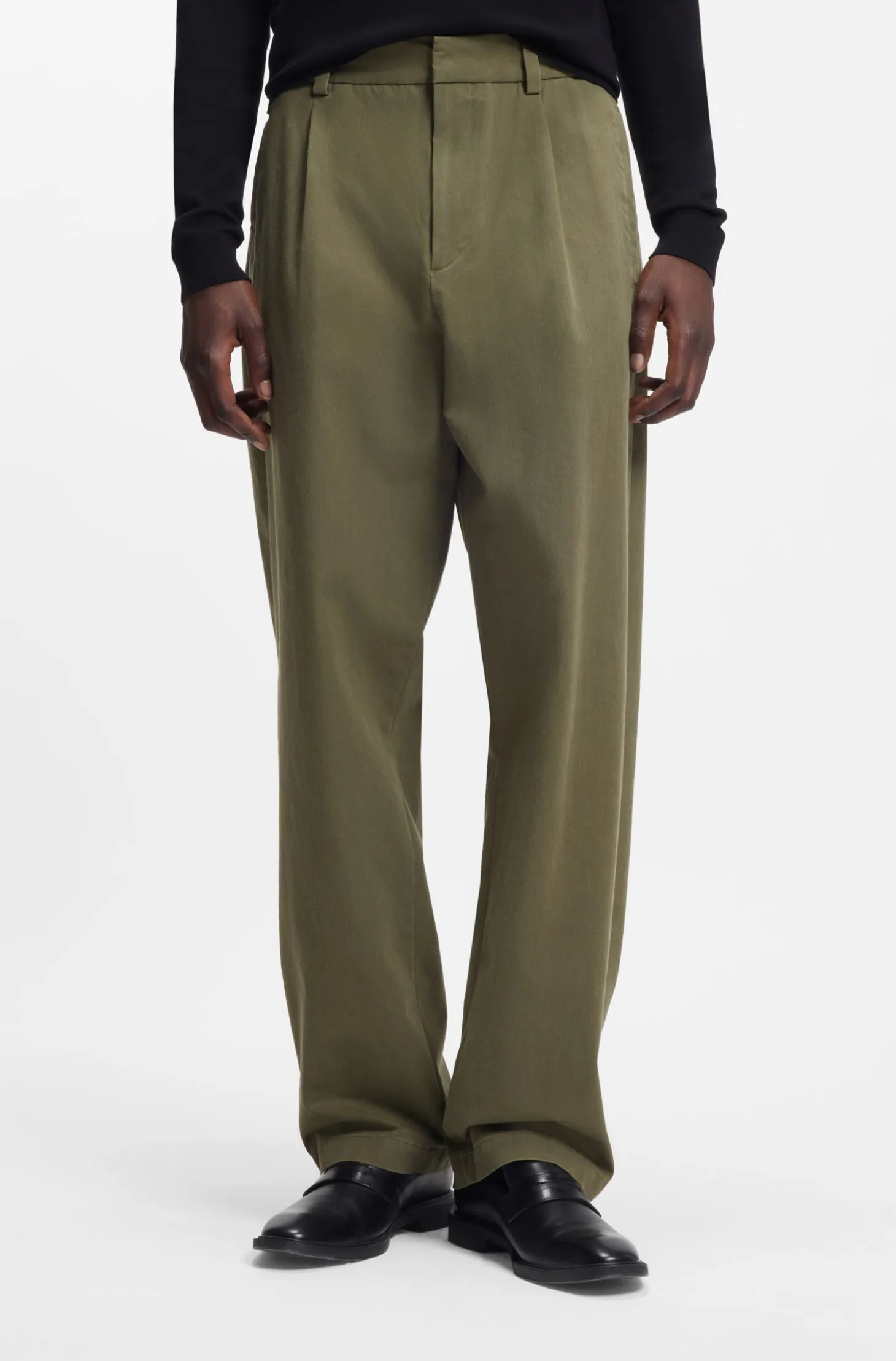 Modern-fit trousers in cotton-blend twill
