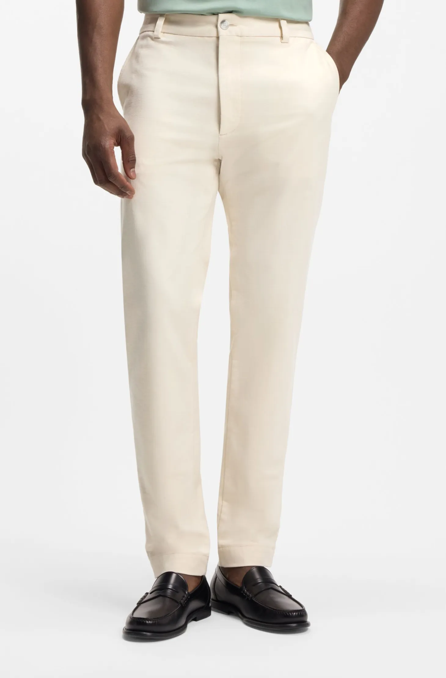 Modern-fit trousers in easy-iron cotton-blend twill