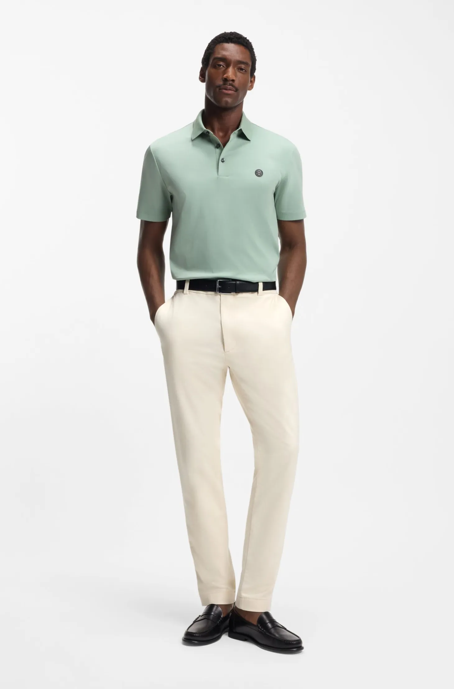 Modern-fit trousers in easy-iron cotton-blend twill