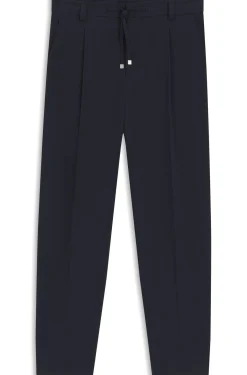 Modern-fit trousers in performance-stretch seersucker