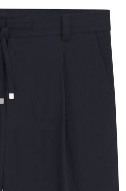 Modern-fit trousers in performance-stretch seersucker