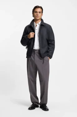 Modern-fit trousers in pin-check stretch fabric