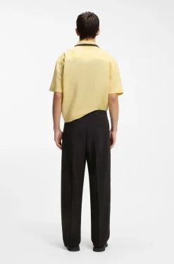 Modern-fit trousers in stretch-cotton seersucker
