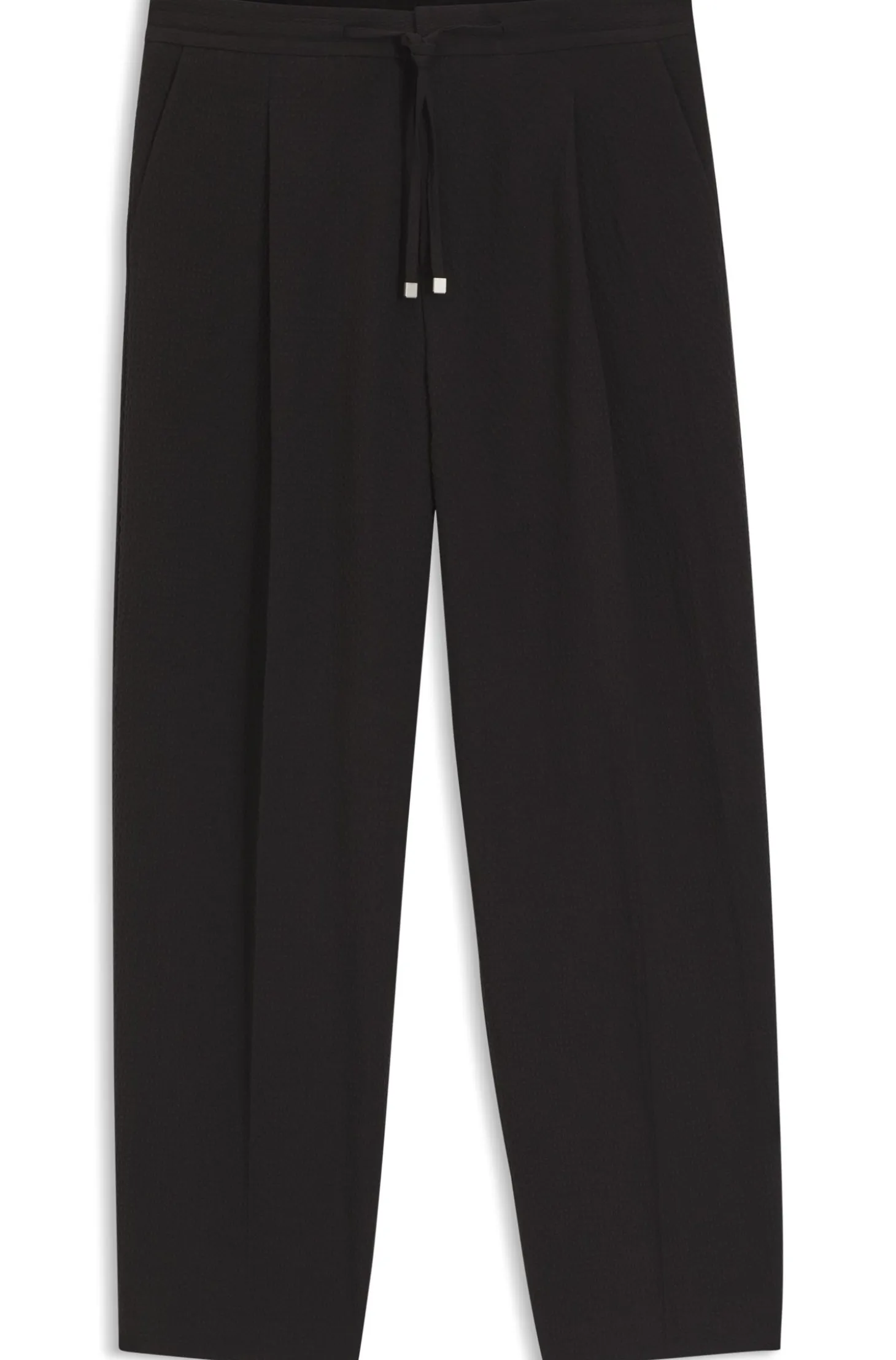 Modern-fit trousers in stretch-cotton seersucker
