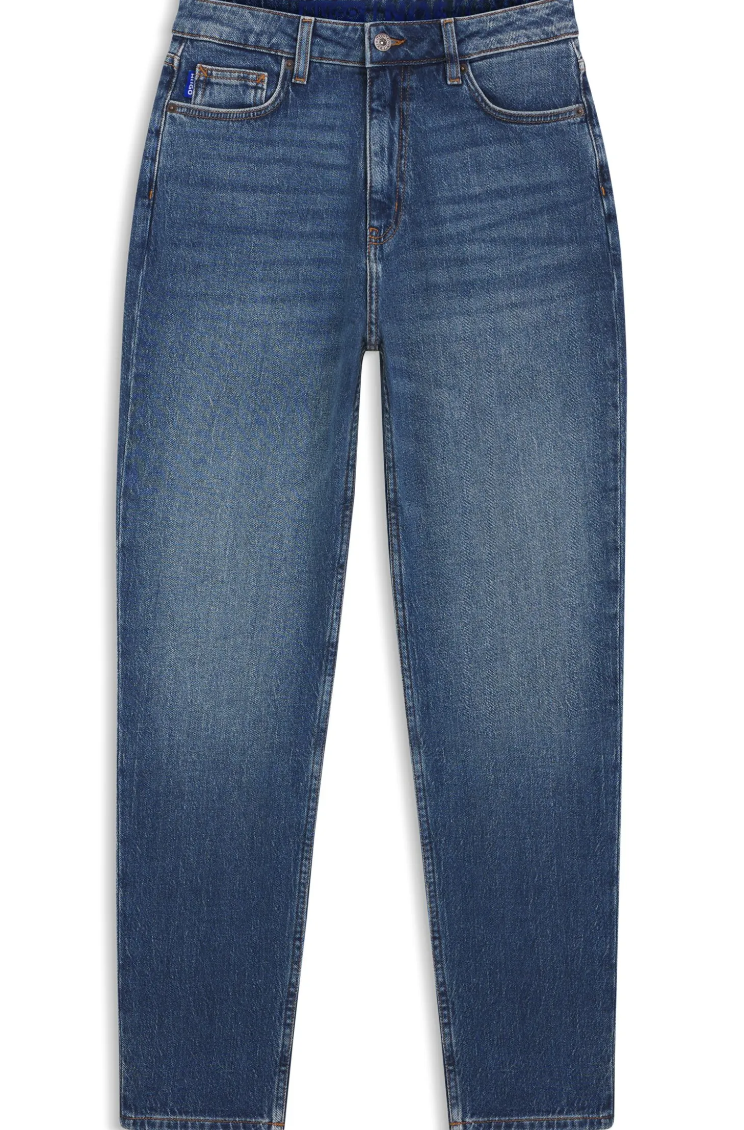 Mom jeans in medium-blue stretch denim