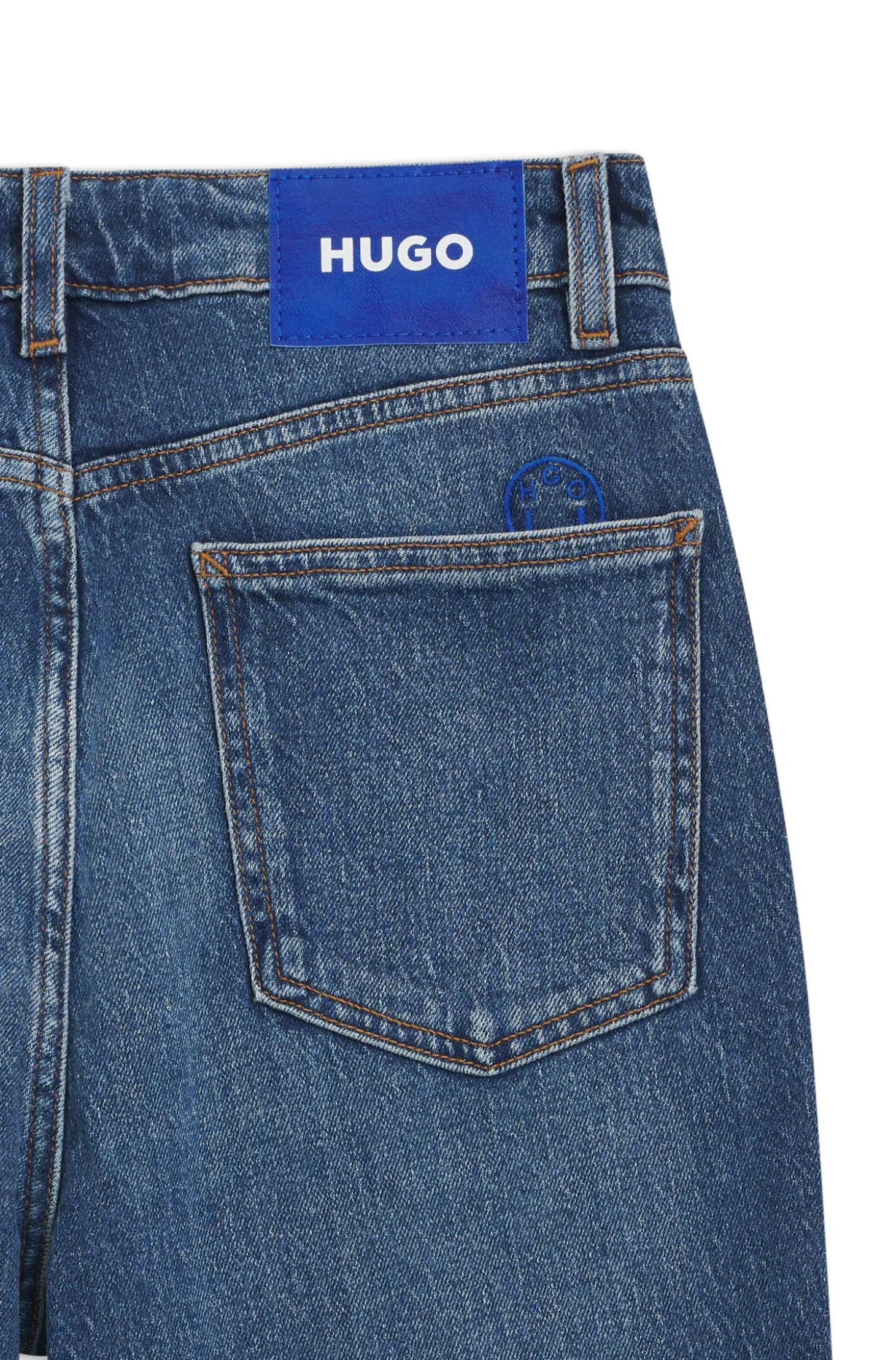 Mom jeans in medium-blue stretch denim