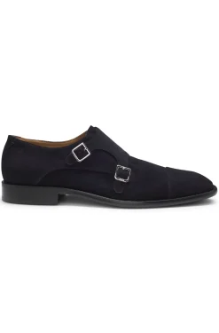 Monk shoes in suede with double strap
