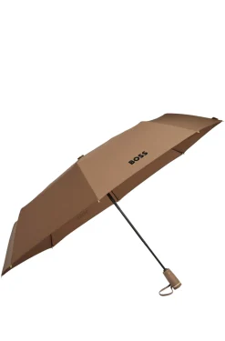 Monogram-canopy pocket umbrella in camel