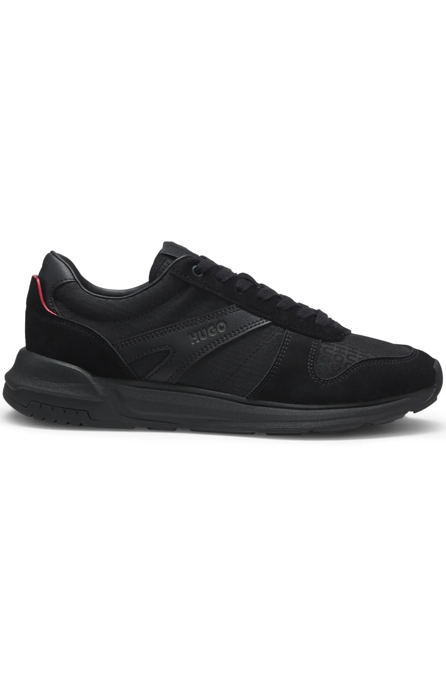 Monogram-jacquard trainers with faux-suede trims