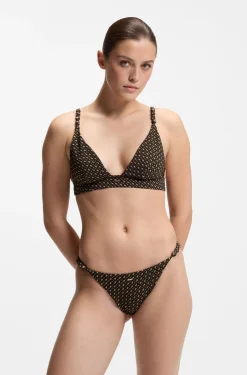 Monogram-patterned bikini top with removable padding