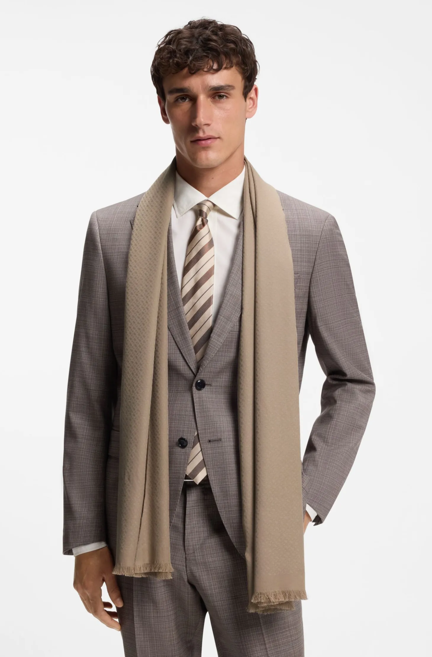 Monogram scarf in cotton and wool