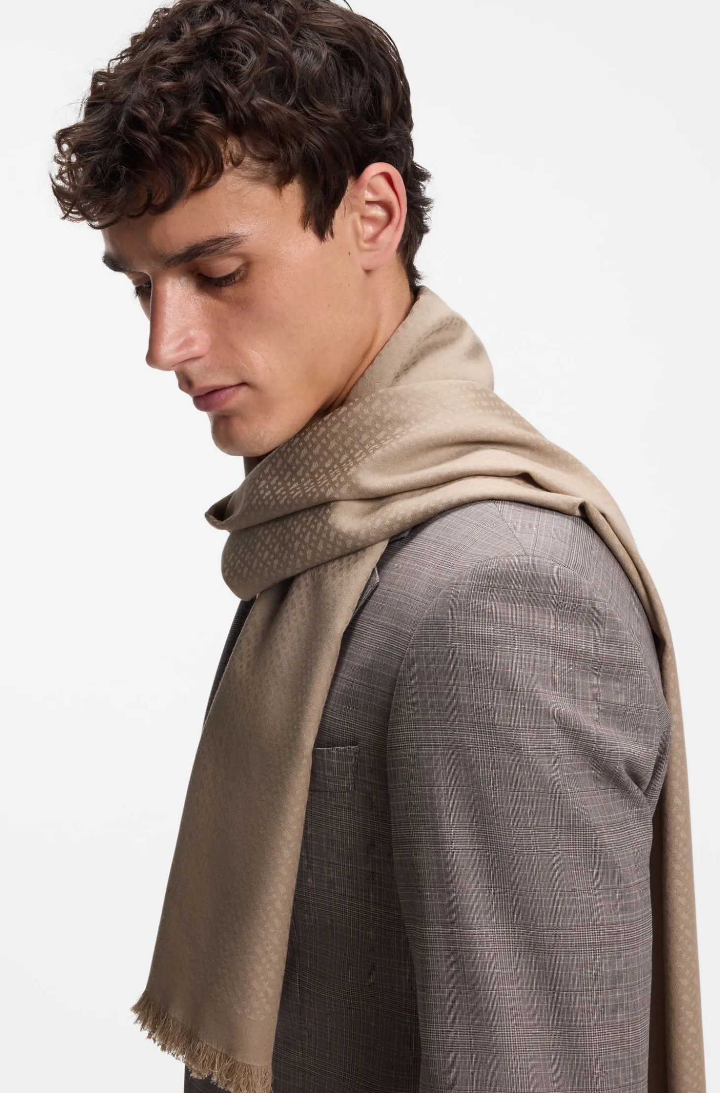 Monogram scarf in cotton and wool